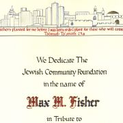 Max Fisher Jewish Community Foundation Dedication