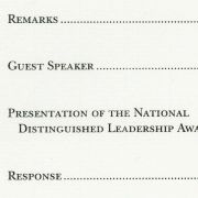 1994 National Distinguished Leadership Award ceremony program showing Peter Goden and Mary Fisher as guest speakers.