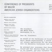 Letter to President Nixon from the Presidents of the Jewish Conference