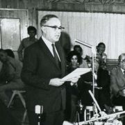 Louis Pincus addressing the Founding Assembly of the Reconstituted JAFI in June 1971.