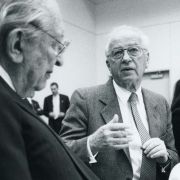 Max M. Fisher and Yitzhak Rabin in Denver, Colorado in 1995.