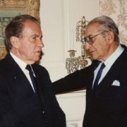 Max Fisher and Richard Nixon at Fisher's home in Detroit.