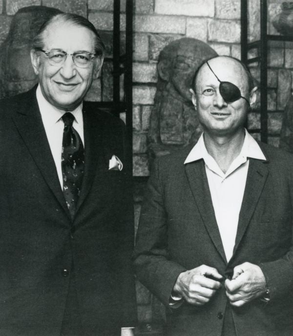 Max M. Fisher with Israeli Defense Minister Moshe Dayan in Jerusalem in 1970.