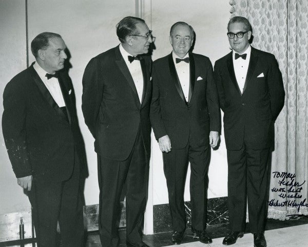 Max M. Fisher with Vice President Hubert Humphrey and others.