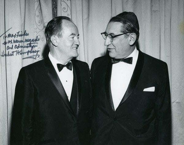 Max M. Fisher with Vice President Hubert Humphrey.