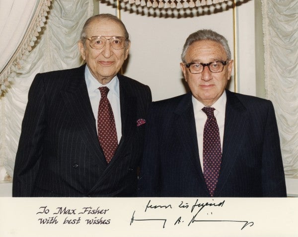 Max M. Fisher with Henry A. Kissinger.