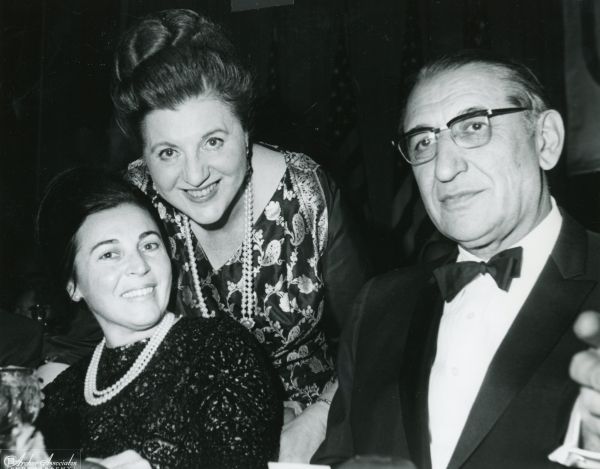 Max Fisher with Miriam Eshkol, wife of Israeli Prime Minister Levi Eshkol.