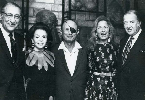 Moshe Dayan with Max and Marjorie Fisher, Henry Ford II and his wife, Christina, in Israel in 1972.