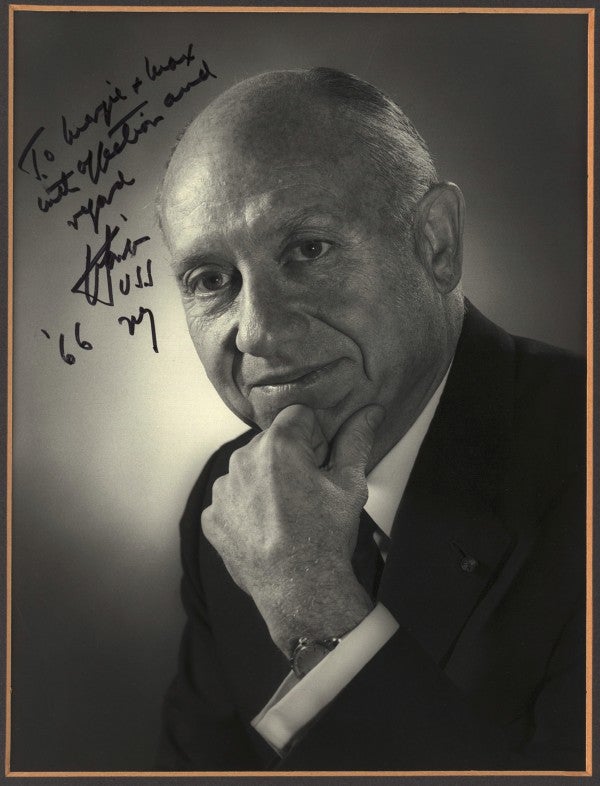 Signed personal portrait of Jewish Republican Senator Jacob Javits, of New York.