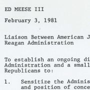 Notes to Ed Meese III: Liaison Between American Jewish Community and the Reagan Administration.