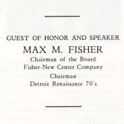 Notes and text for Max Fisher's speech to the Detroit Renaissance meeting. 
