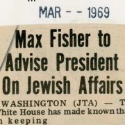 Clips from 1969 articles highlighting Max Fisher's appointment as a Special Advisor to President Nixon.