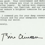 Congratulatory letter from President Bill Clinton to Max Fisher for receiving the National Distinguished Leadership Award in 1994.