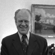 Max M. Fisher met with President Gerald Ford and Secretary of State Henry Kissinger in the Oval Office on April 9, 1975 to discuss the reassessment of US policy 