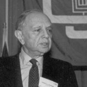 Max Fisher with Mandell L. Berman and Martin S. Kraar at a Council of Jewish Federations and Welfare Funds meeting in 1984.