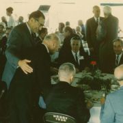 Photos of Max M. Fisher at the Republican National Finance Committee meeting at Dwight D. Eisenhower's farm in Gettysburg in 1965.