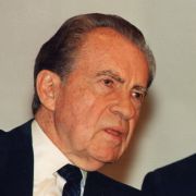 Elderly Max M. Fisher and Richard Nixon, friends for life.