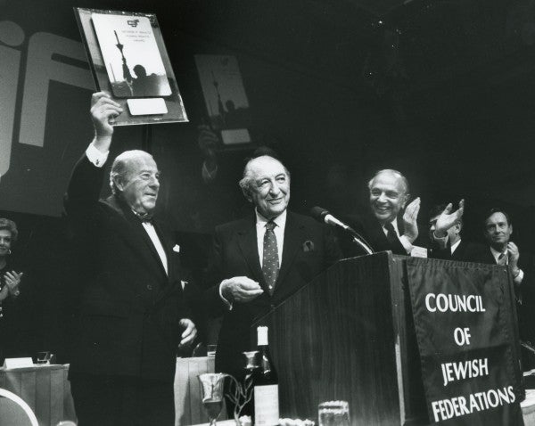Max M. Fisher presents Human Rights Award to former Secretary of State George Shultz.