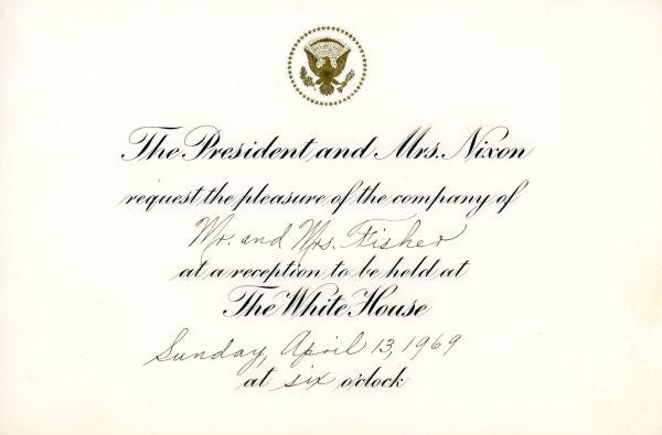 Max Fisher's personal invitation from President Nixon to a White House reception in 1969.