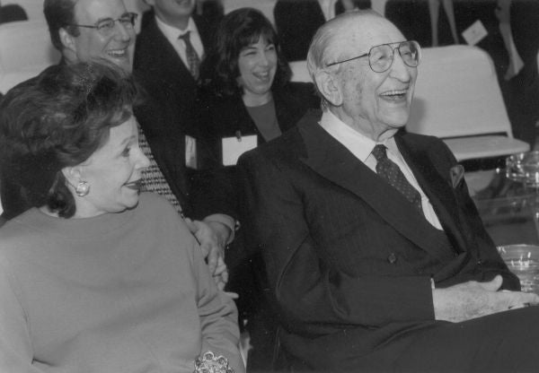 Max with his wife Marjorie at the 1998 Fisher Meeting.