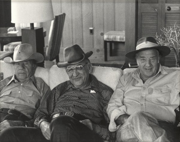Max Fisher with his old friends and fellow Detroit leaders John Bugas and Henry Ford II, at Bugas's Wyoming ranch.