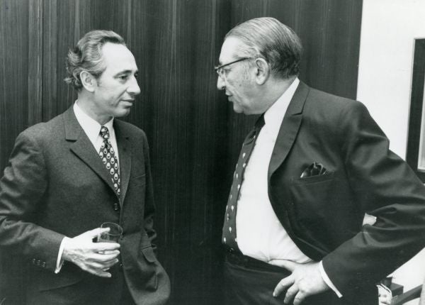 Max M. Fisher with Prime Minister of Israel Shimon Peres.