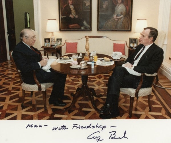 A signed photo to Max Fisher from President George H. W. Bush.