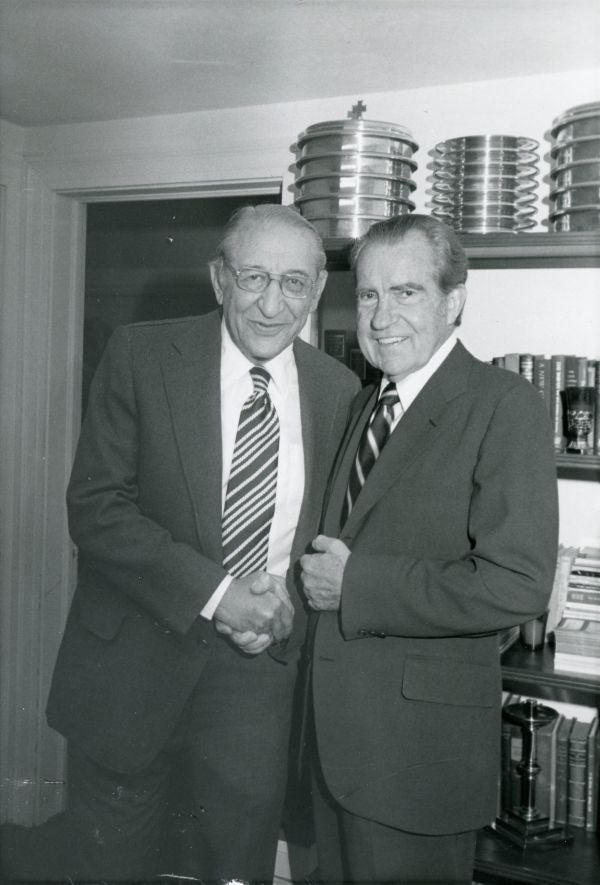 Max M. Fisher with President Richard Nixon at the Palm Beach Round Table in Palm Beach, Florida.
