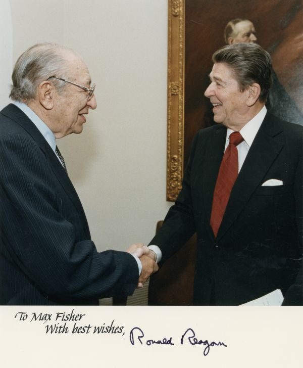 Max M. Fisher and President Ronald Reagan in the White House.