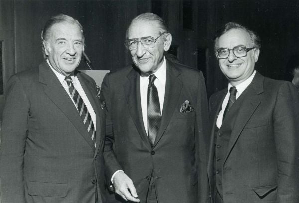 Henry Ford II, Max Fisher, and Rabbi Groner in 1983.