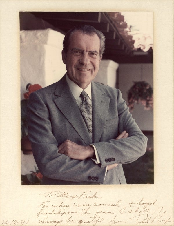 Personal signed portrait of Richard Nixon.