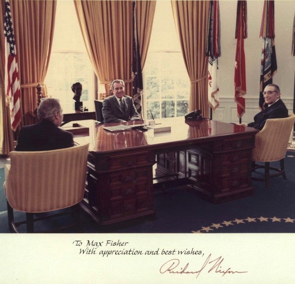 Max Fisher in the Oval Office with Richard Nixon.