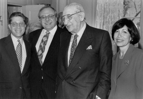 Max Fisher and Robert Slatkin and Robert Naftaly at the 1995 Fisher Meeting.