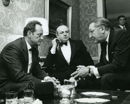 Max M. Fisher meets with Yigal Allon and Yosef Tekoah in 1972.